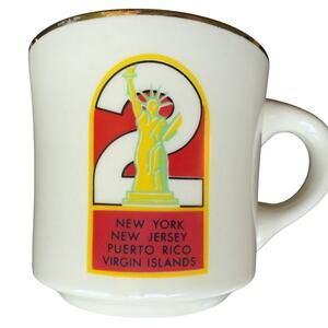Vintage Boy Scouts of America BSA Region 2 NY NJ PR VI Gold Rim Ceramic Mug